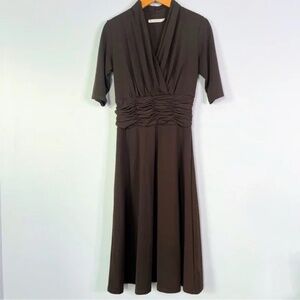 Mikarose Valerie Chocolate Brown Midi Dress Size XS